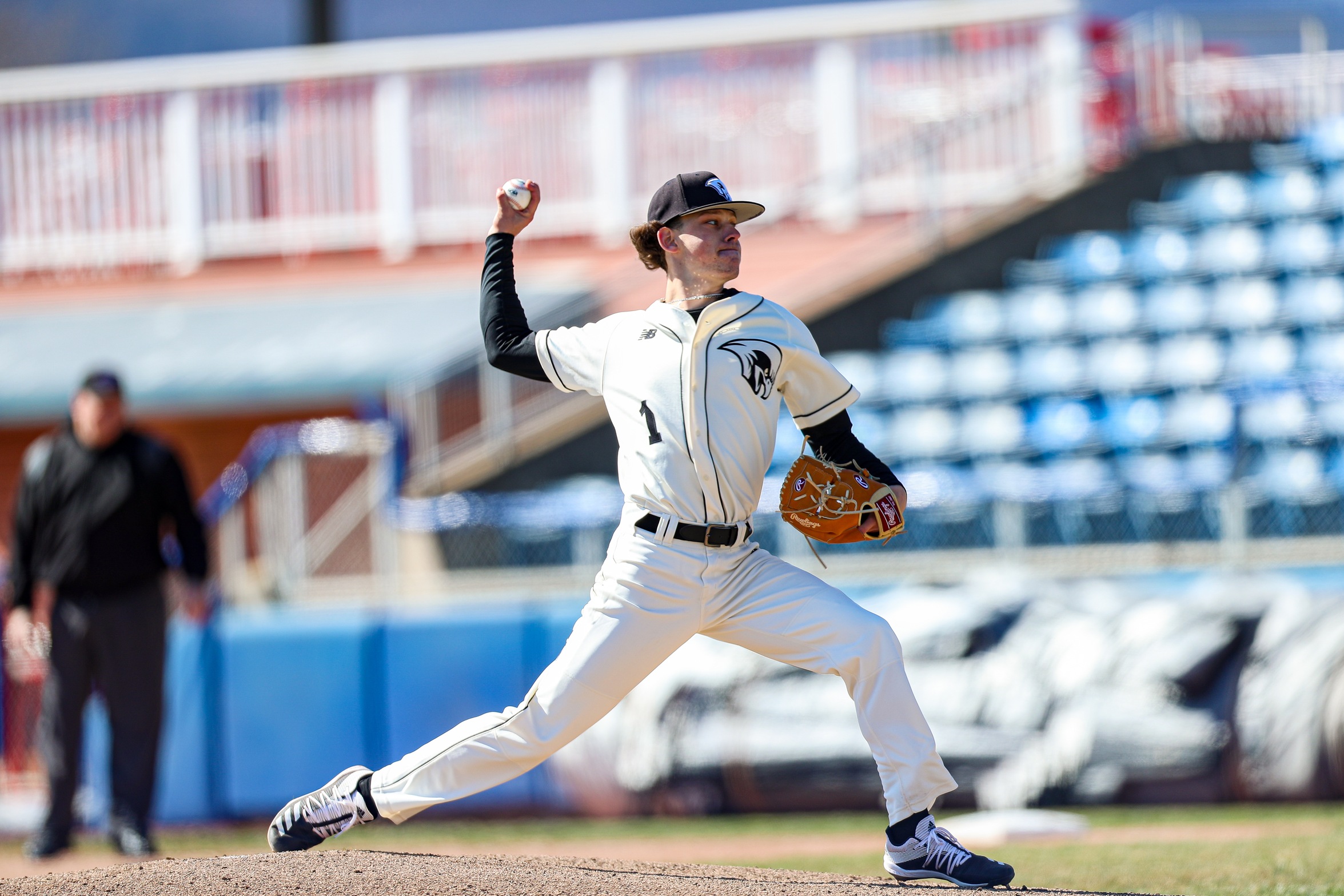 action photo of RC baseball pitcher Evan Parks