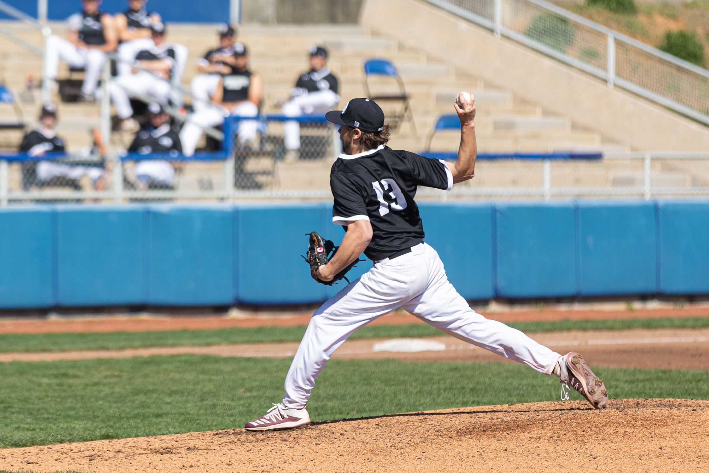 action photo of RC baseball pitcher Tanner James