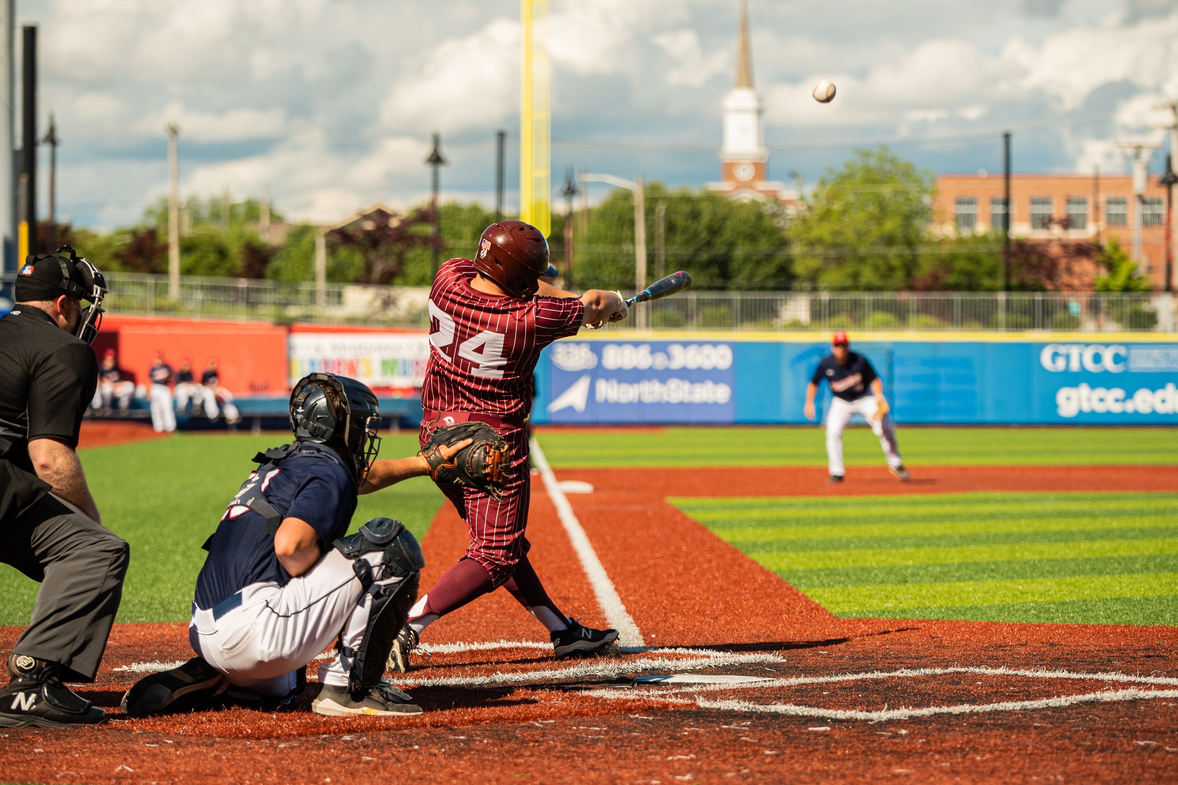action photo of Hunter Andrews at the plate hitting