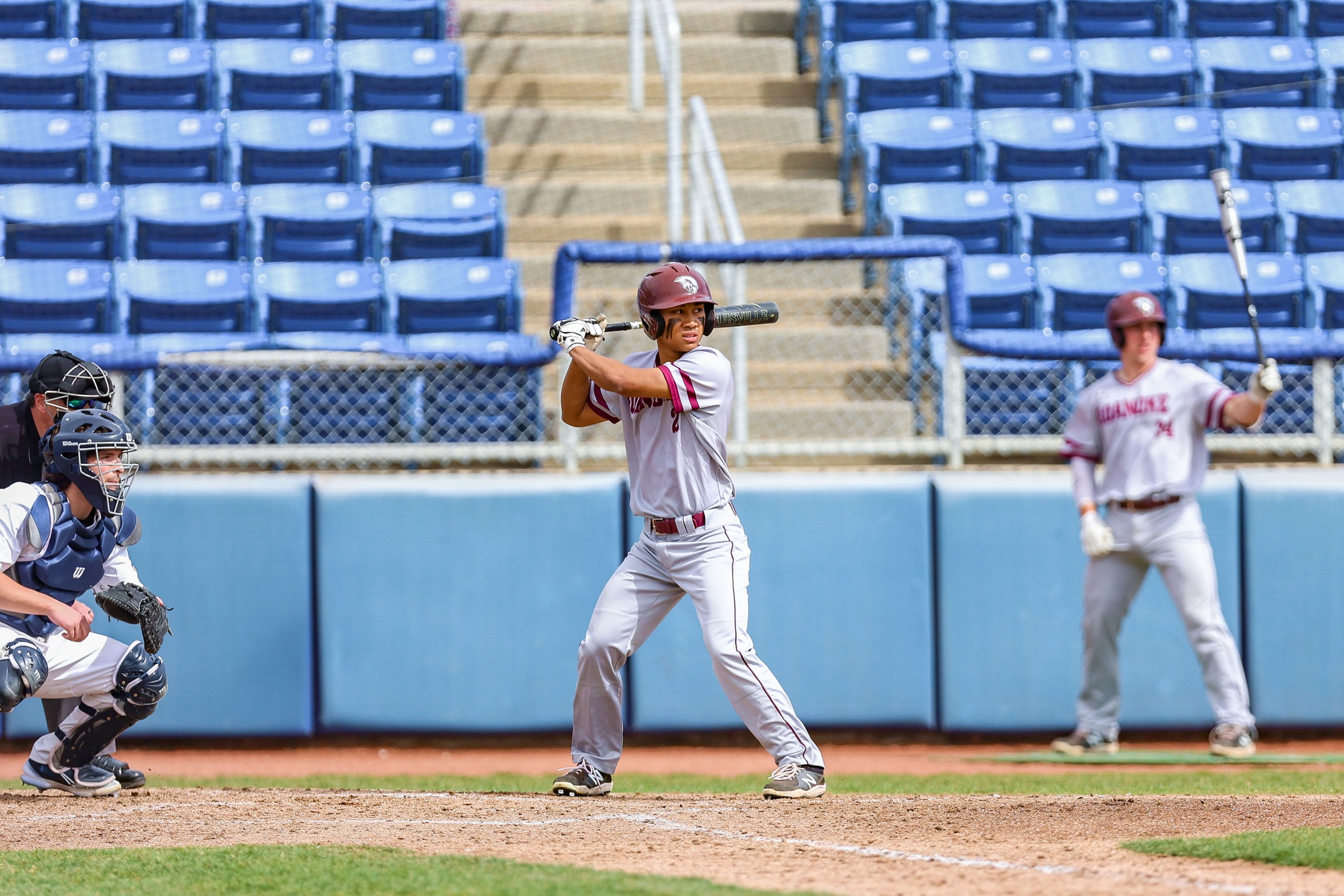 action photo of RC baseball player Jacob Bonzon at the plate
