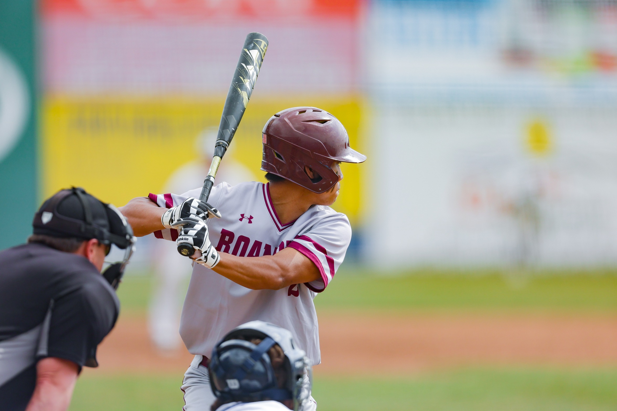 action photo of RC baseball player Jacob Bonzon at bat