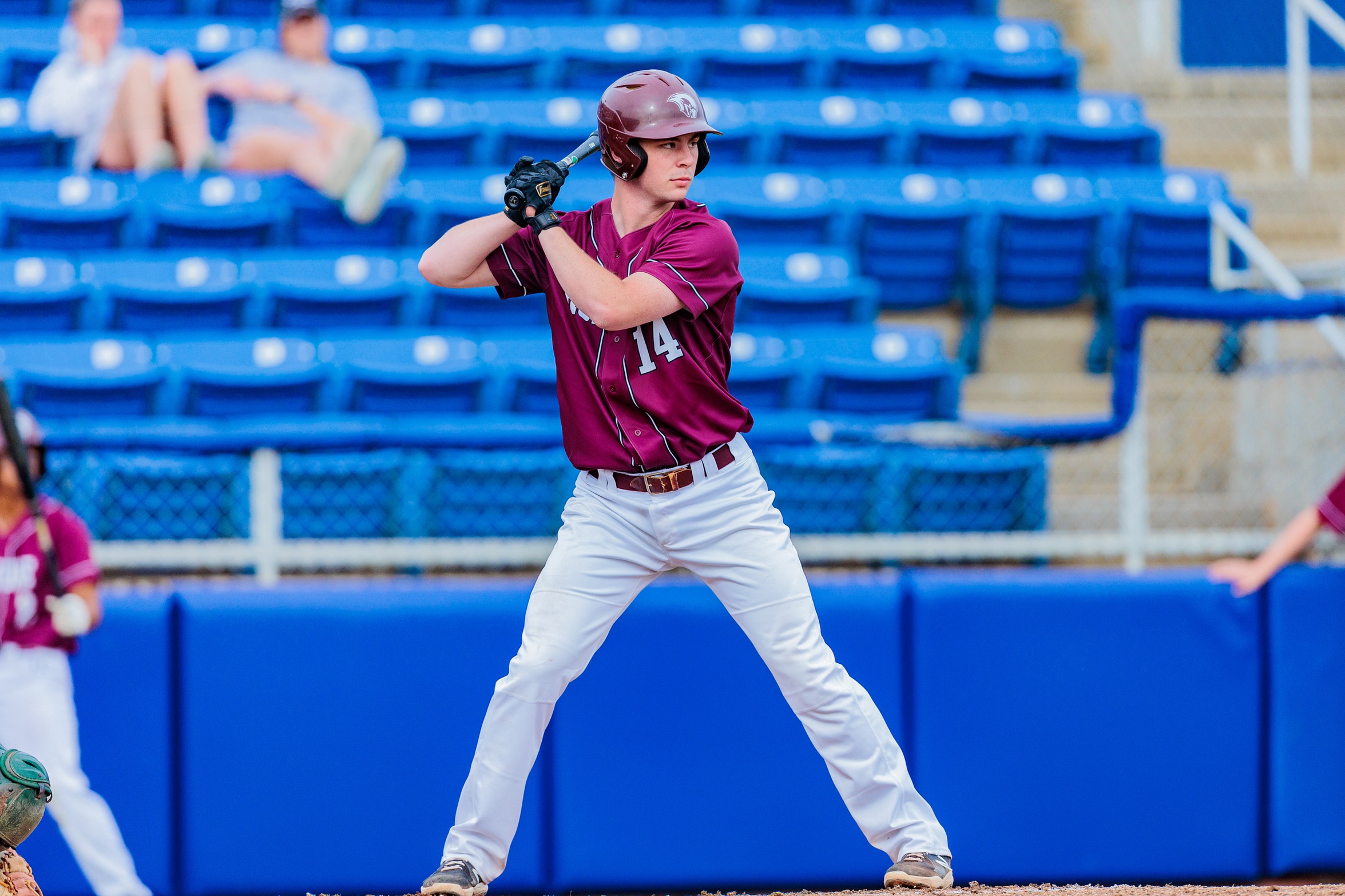 action photo of Troy Ferrell, RC baseball, hitting