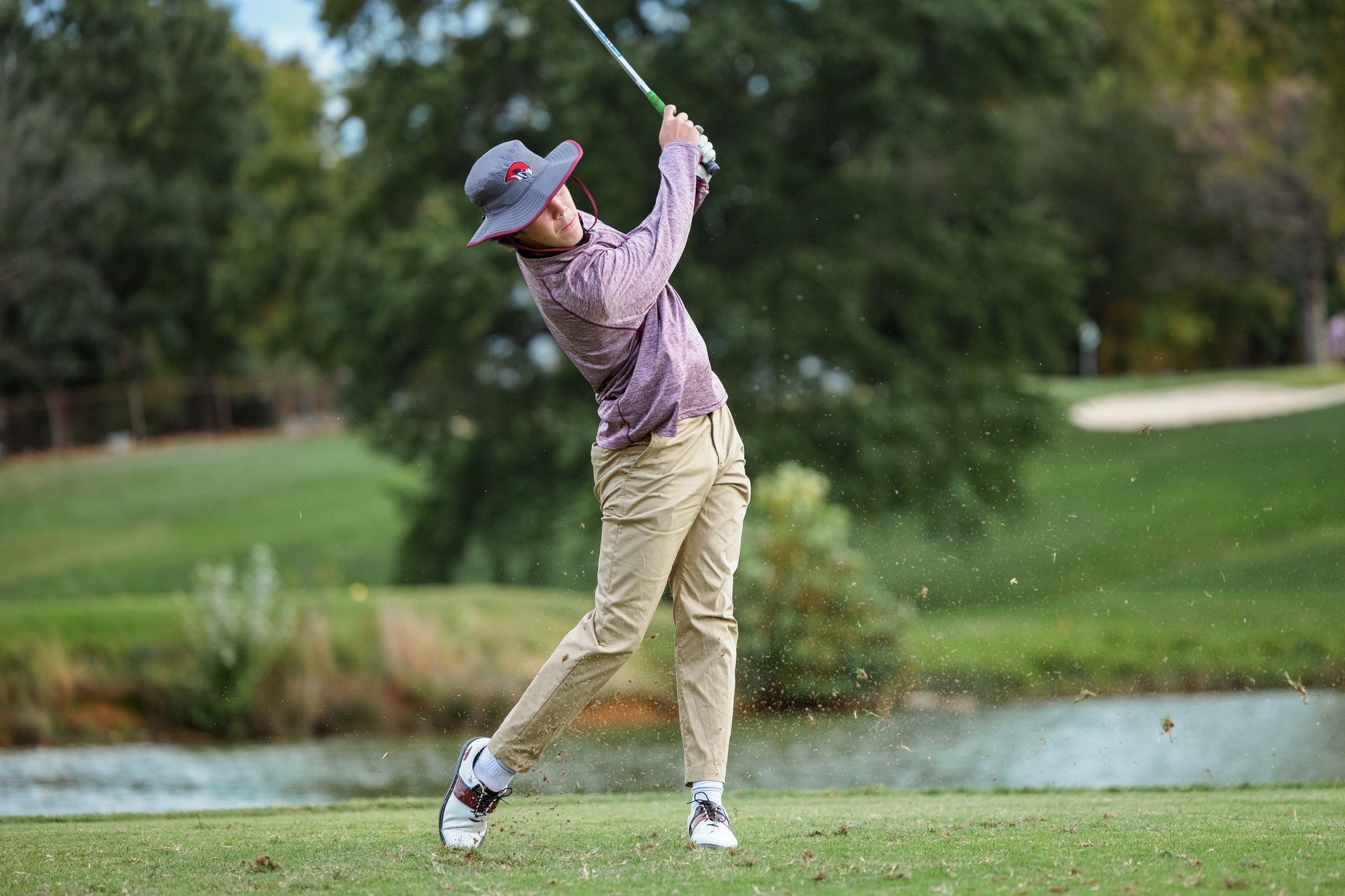 Brett Chodos with a tee shot on a par 3
