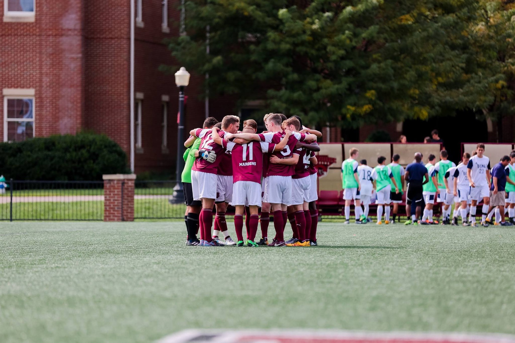 2017 Men's Soccer Team Huddle