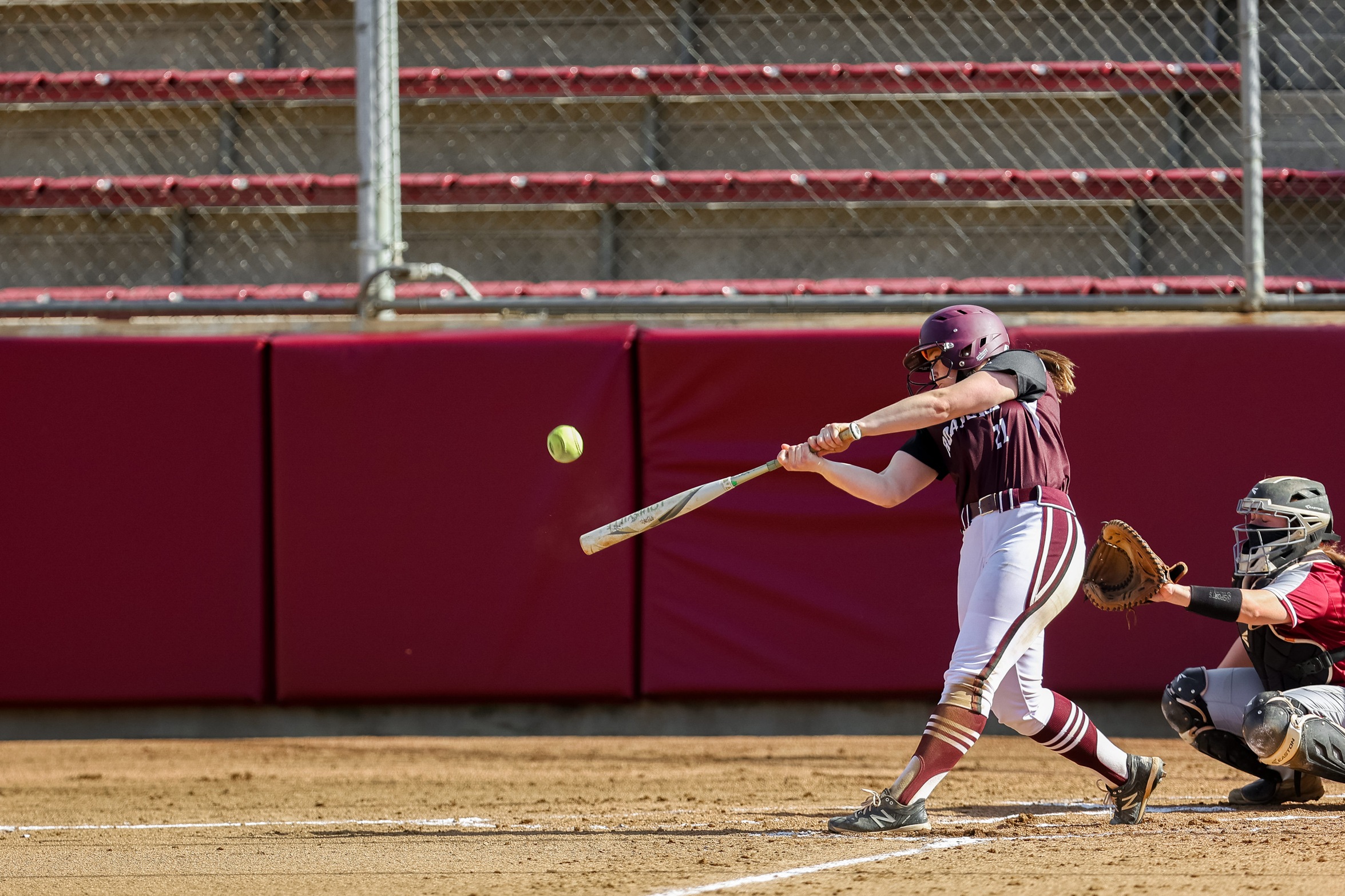 action photo of Shanan Hester RC softball hitting