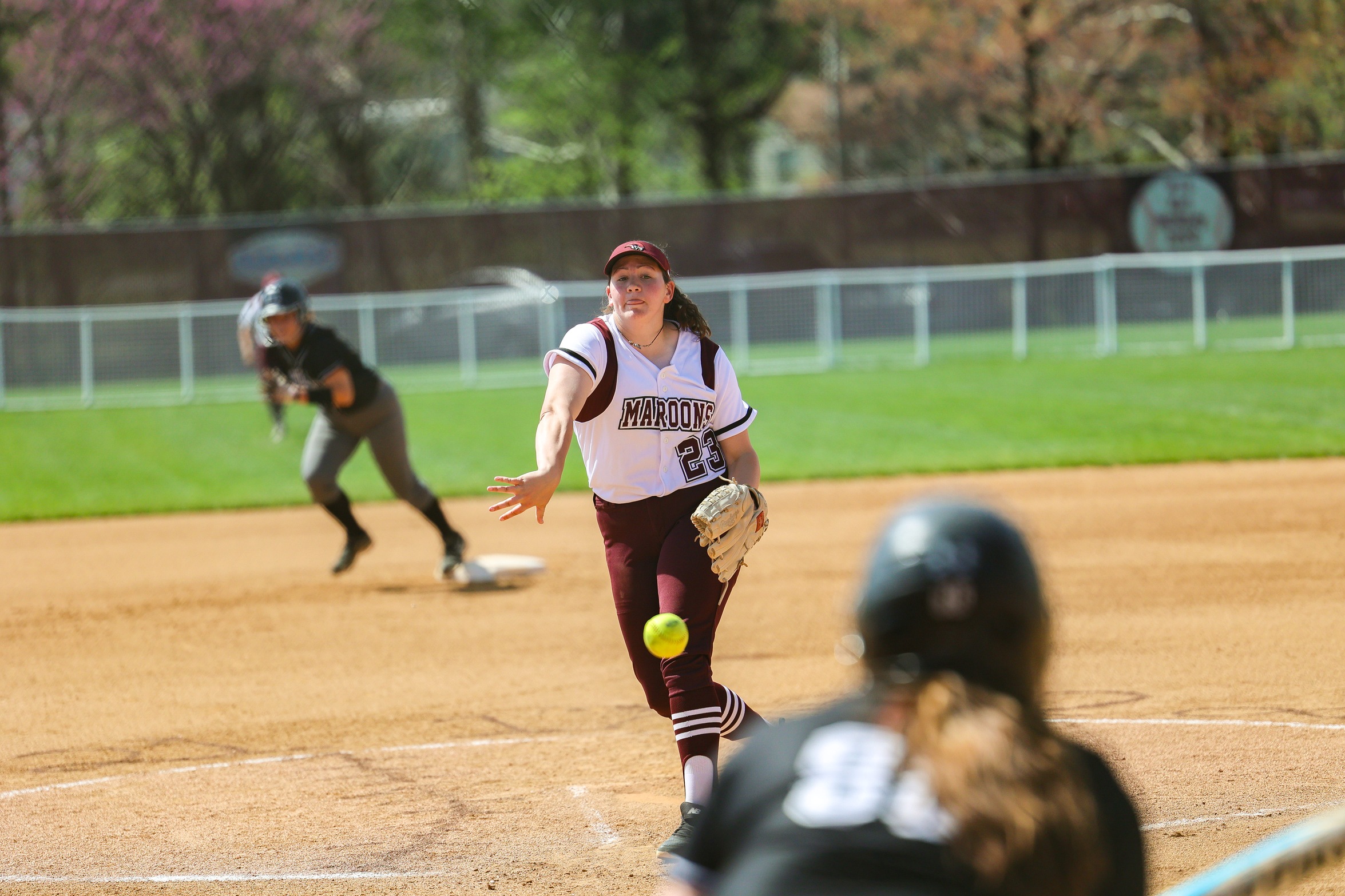 action photo of RC softball pitcher Lindsay Gedro