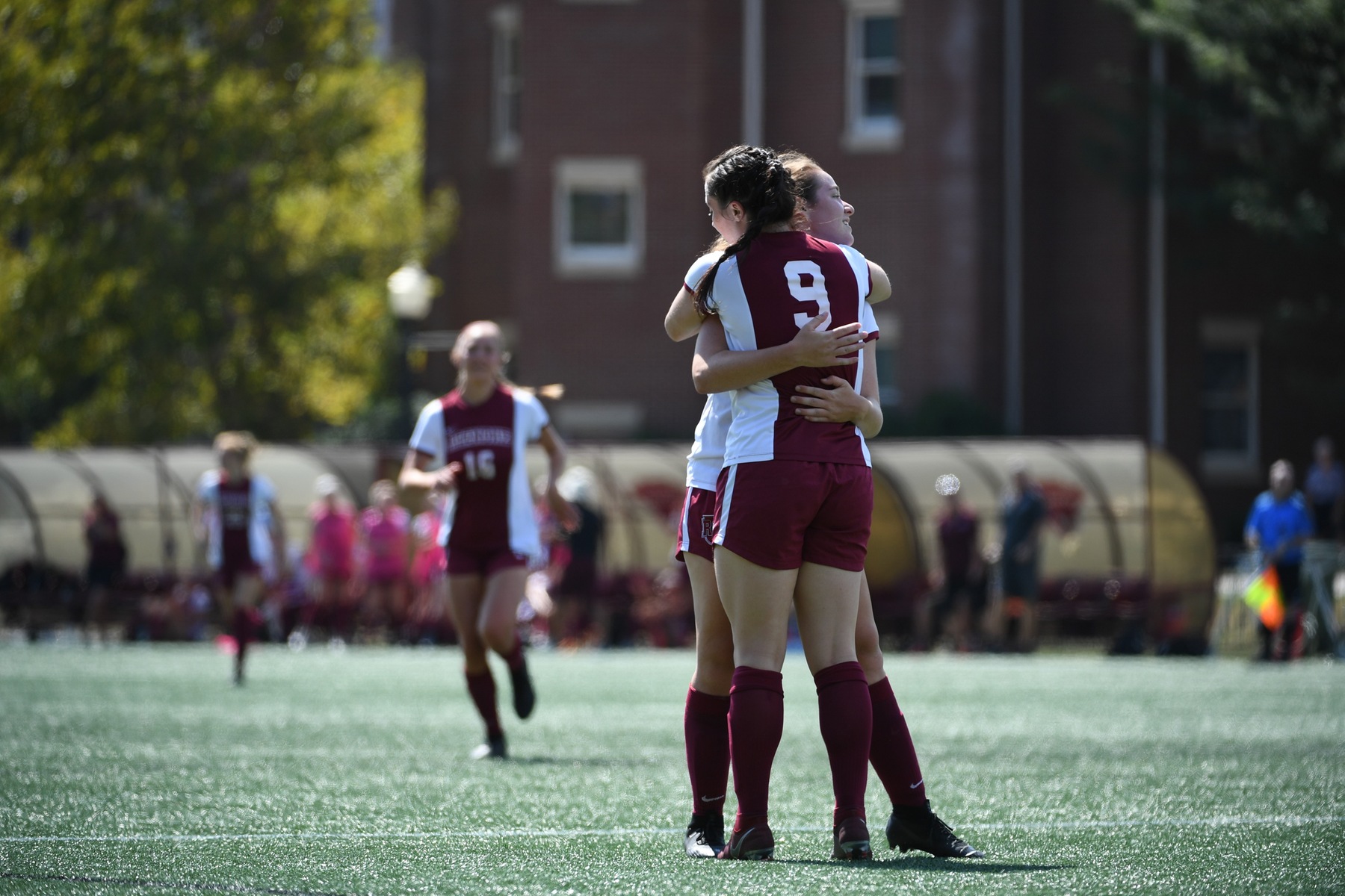 action photo of Roanoke soccer player Hailey Davis celebrating a score