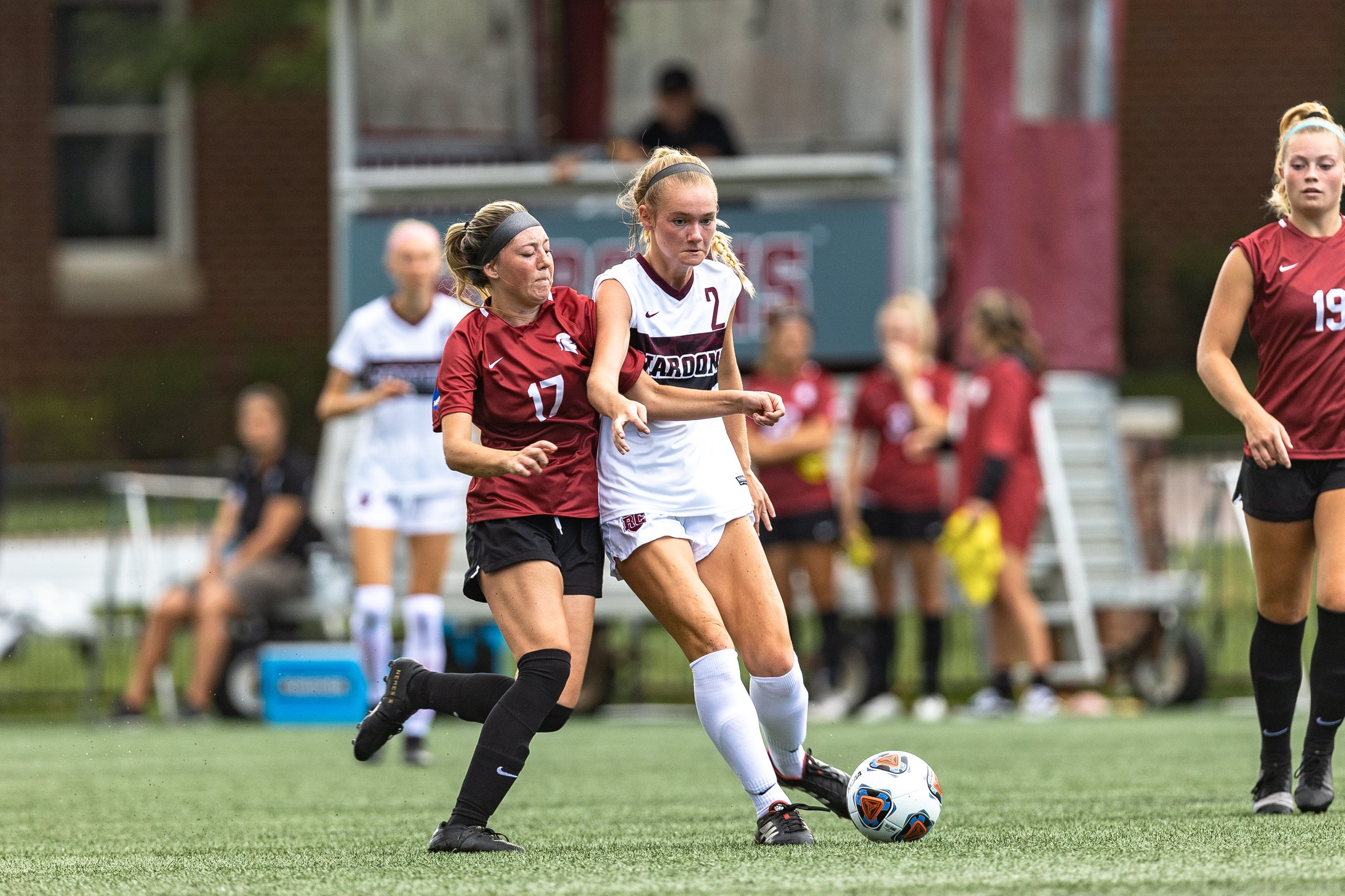 action photo of RC women's soccer fornward Makayla Metzler