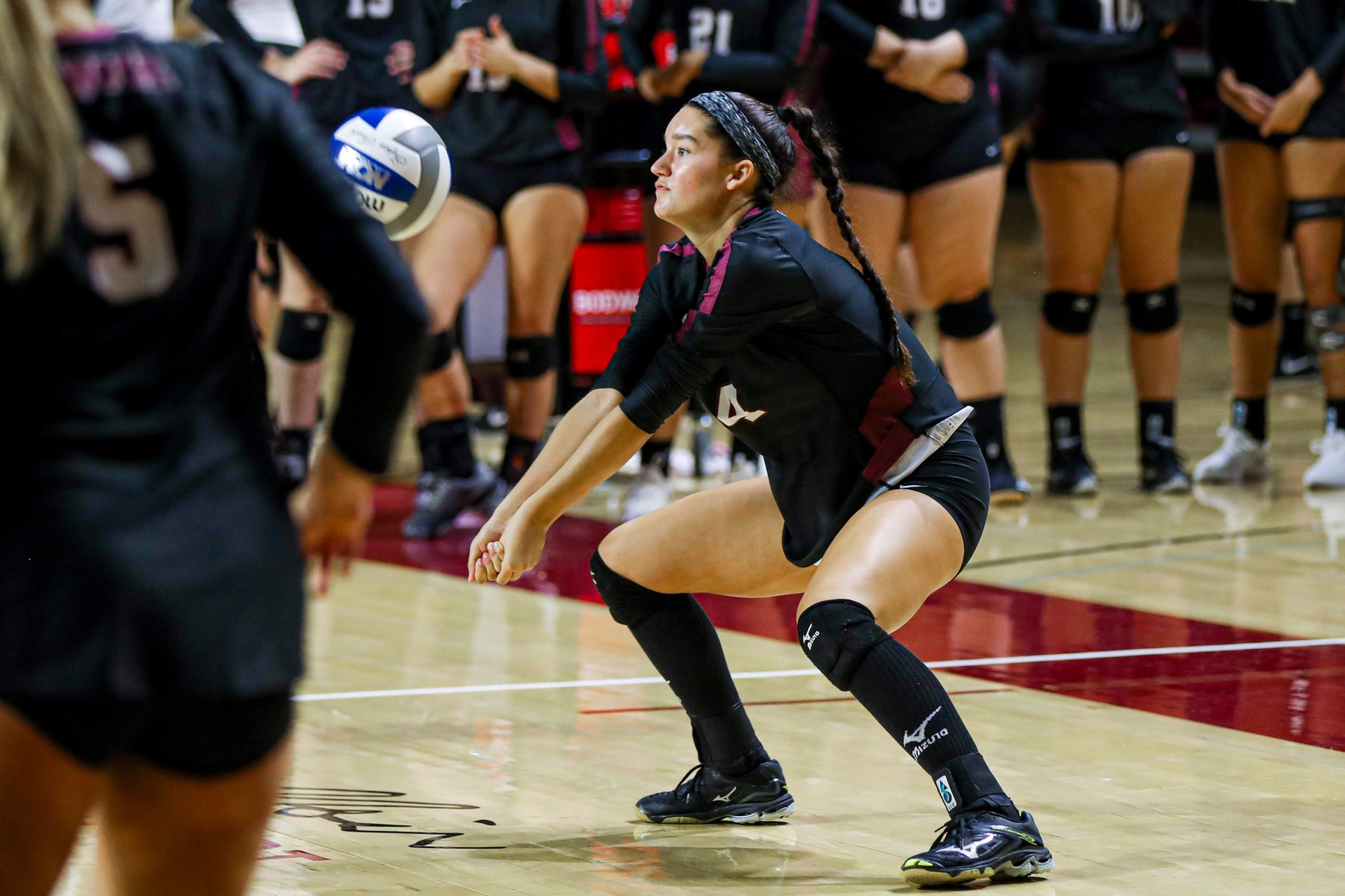 action photo of Roanoke volleyball player Tori Clinevell