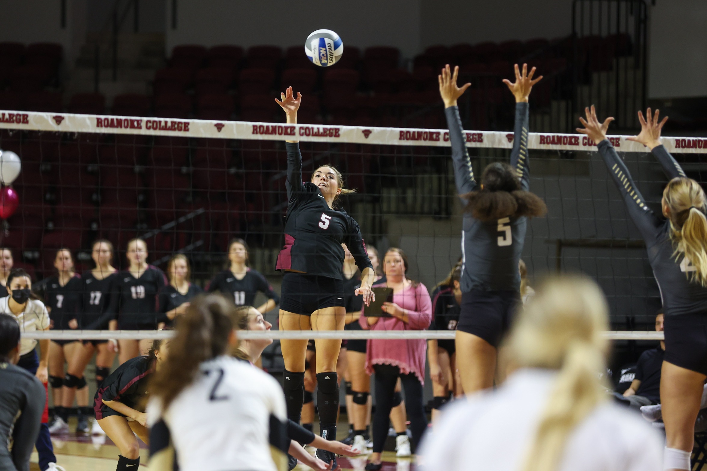 action photo of RC volleyball player Linsey Bailey with an attack